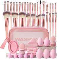Vente Flash Transfrontalière : Kit de Maquillage 45 Pièces – Pinceaux Angulaires pour Blush et Fond de Teint, Éponges Applicatrices Sans Latex