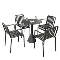 Ensemble table et chaises de jardin en fer moderne, non pliable, pour usage extérieur, idéal pour les restaurants, modèle SXD6