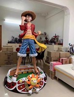 Escultura Artística de Resina de Fibra de Vidrio de Fábrica del Personaje Monkey D. Luffy del Anime