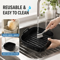 Forro de Silicone Reutilizável para Fritadeira a Ar, Quadrado, Grau Alimentício, Cesto Interno para Fritadeira a Ar, Bandeja Antiaderente Resistente ao Calor com Alças