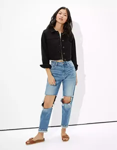 Veste en jean à manches longues pour femmes, blouson personnalisé noir, vente en gros,