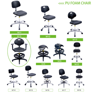 Kursi Lab dengan Sandaran Anti-statis, Busa Poliuretan PU, Ergonomis, Tinggi Dapat Disesuaikan, Sandaran Punggung, Putar, dengan Cincin Kaki dan Roda - Product Image 2