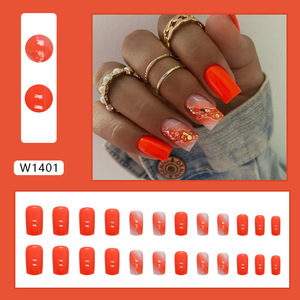 Faux ongles personnalisés Ms.Miemie, 24 pièces, en ABS, style INS, orange doux, amovibles, longueur moyenne - Product Image 2