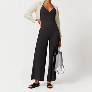 Nuova tuta elegante e Sexy con scollo a V con tute a gamba larga tuta da ginnastica pelle carne imbottitura donna un pezzo all'ingrosso Align Longline - Product Image 1