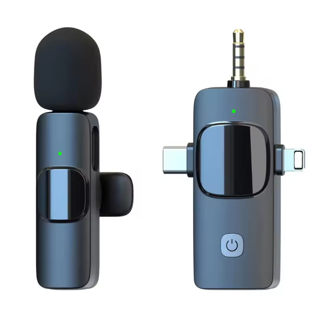 Hot Selling K15 3 in 1 Portable Noise Cancelling Recording Wireless Lavalier Microphone for Live