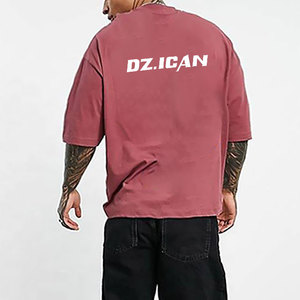T-shirt de luxe en coton pour homme, style streetwear, uni, coupe oversize et carrée, grammage lourd, vierge, vente en gros, fabricant - Product Image 2