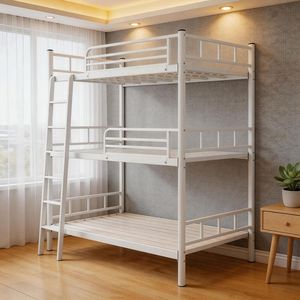 Multi-Functional 3 Tier <b>Triple</b> Metal <b>Bunk</b> <b>Bed</b> <b>Bed</b> Frame for Adults Workers Students All Steel Construction - Product Image 1
