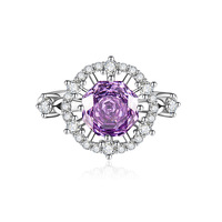 Ensemble de bagues octogonales violettes à coupe rose, best-seller de l'usine, fabriquées en cuivre écologique, avec une bague ouverte en saphir Parasa