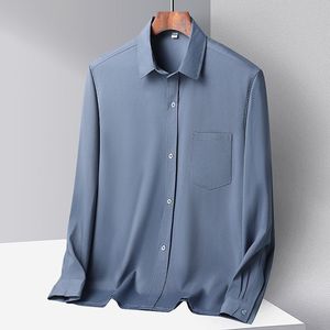 Orta Yaşlı ve Yaşlılar İçin Bol Uzun Kollu Erkek Gömleği Saf Renk Ütülemeye Gerek Yok Rahat Stil Baba Kıyafetleri Yazlık Giyim - Product Image 2