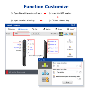 Màu xanh lá cây con trỏ laser có thể sạc lại, không dây Presenter với con trỏ laser màu xanh lá cây trình bày từ xa PPT Clicker Lazer bút con trỏ - Product Image 4