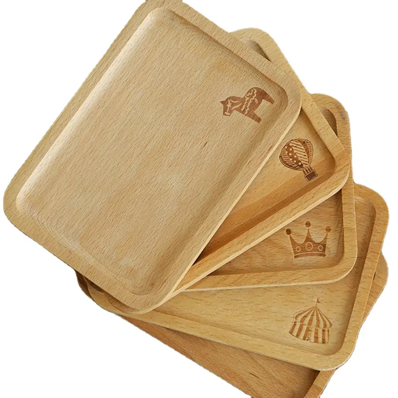 OEM Wholesale Supply Reasonable Price Small Platters Decoration Kitchen Acacia Serving Natural Wooden Tray With Handles