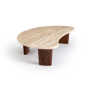Venta directa de fábrica, <span class=keywords><strong>mesa</strong></span> central con patas de madera maciza, <span class=keywords><strong>mesa</strong></span> de <span class=keywords><strong>centro</strong></span> moderna Irregular de <span class=keywords><strong>travertino</strong></span> para sala de estar de lujo - Product Image 6