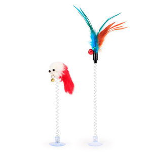 Jouet pour chat à plumes Feather Bell, bâton de chatouillage à plumes, ventouse à ressort, éducatif pour adultes et - Product Image 1