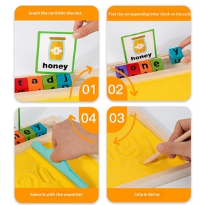 Bandeja de <span class=keywords><strong>Madera</strong></span> para Practicar la Escritura de <span class=keywords><strong>Letras</strong></span> y Números para Preescolar, Bandeja de Arena Montessori para Niños con Tapa para el Aula - Product Image 4