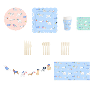 DAMAI - Juego de Vajilla Desechable con Diseño de Perros para Fiestas de Cumpleaños Infantiles, Incluye Platos de Papel y Servilletas - Product Image 1