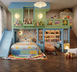 Lit cabane château de princesse moderne, durable et coloré avec rangement, design personnalisé pour garçons et filles - Product Image 1