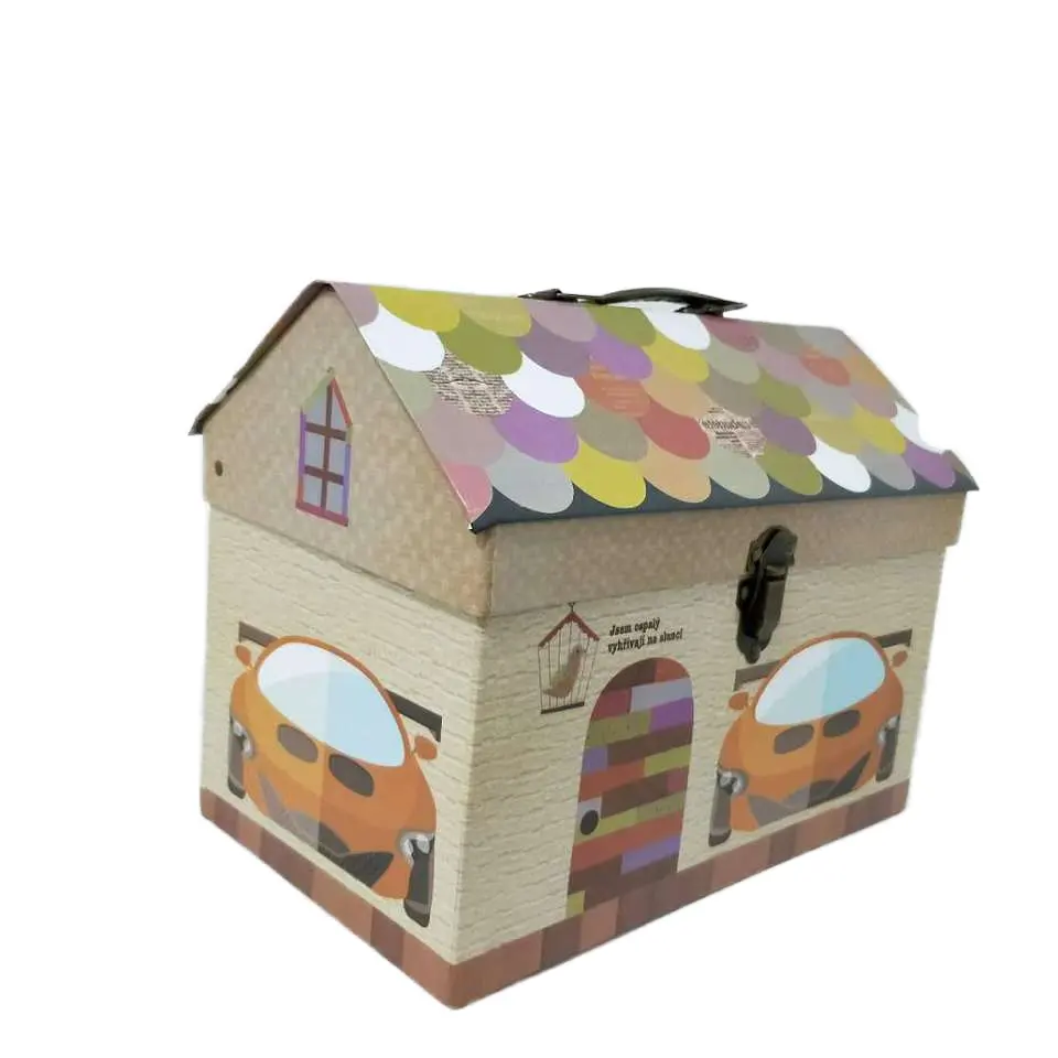 Caja de maleta de Casa de cartón de moda para niños con papel de aluminio para almacenamiento de ropa, ropa interior, zapatos, calcetines, paquetes de Chocolates