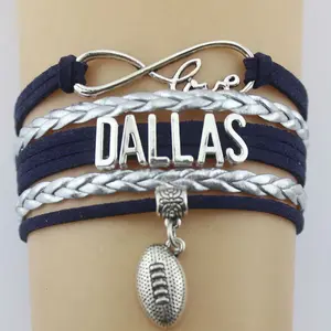 DALLAS Futebol pulseira de couro, a infinity pulseira NFL pulseira