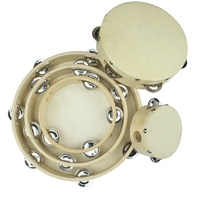 4" 6" 7" 8" 9" 10" Hand Drum Tambourine Metal Jingles, Tambourine Wooden Musical Percussion Instrument for Kids Church KTV Party