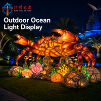 Lanterne géante en soie en forme de crabe pour l'extérieur, sculpture lumineuse artisanale à LED représentant un animal marin pour parc à thème