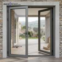 Porte d'entrée en aluminium à rupture de pont thermique, norme CE, porte de sécurité, étanche, insonorisée, double vitrage, pour villa de luxe