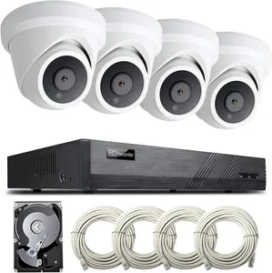 Plug And Play Easy To Install 4ch Ultra HD Dome Poe Nvr 8mp Kit 4k Nvr Kit 8 Mp Poe With Built In MIC And 3TB HDD