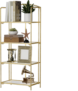 Étagère de salon pliable en bois et acier, style moderne et simple, avec rangement multi-niveaux - Product Image 1