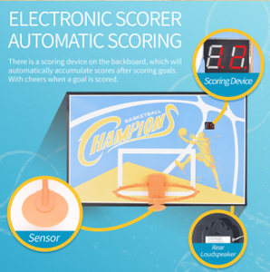 Jeu de basket-ball d'intérieur portable sur support, jeu de tir au panier en bois - Product Image 5