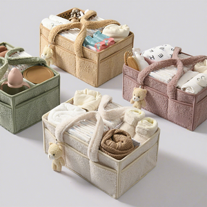 Custom logo Portable Diaper Storage Basket Plush <strong>Baby</strong> Diaper Bag Mommy Nursery Organizer Nappy <strong>Caddy</strong> <strong>Baby</strong> Diaper <strong>Caddy</strong> - Product Image 2