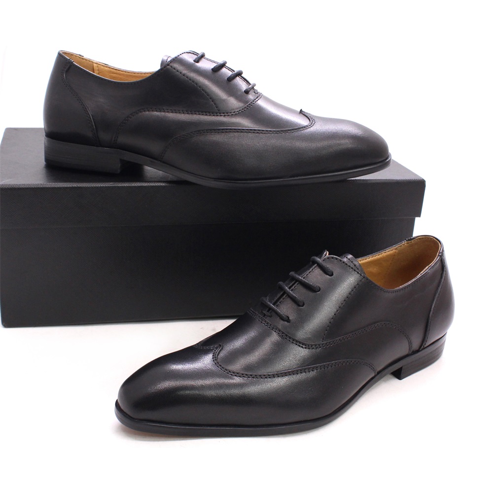 High quality 2021 Latest black genuine leather boy dress shoes formal lace-up fancy children shoes for wedding party