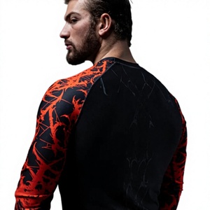 BJJ MMA <b>Rashguard</b> Men's Long Sleeve Compression Shirt Breathable Quick Dry Spandex/Polyester Heat-Transfer Printing OEM - Product Image 2