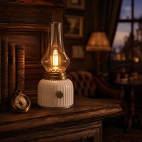 Lampe de table vintage Hurricane à filament LED dimmable, en verre rétro, personnalisable, pour la décoration intérieure et les hôtels