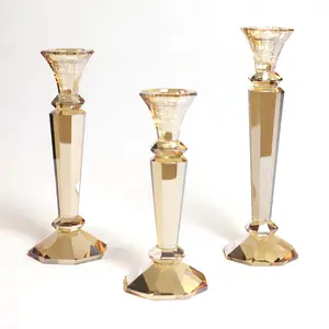 Castiçal de cristal para decoração de festas de casamento, castiçal de ouro champanhe, decoração de alta classe para festas em sala de jantar