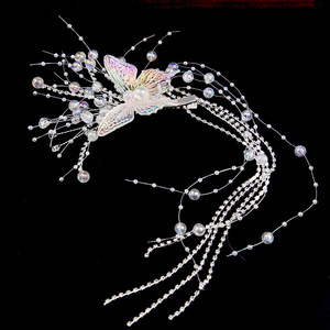 Pince à cheveux avec franges papillon, strass élégant, accessoires de coiffure pour mariage - Product Image 3