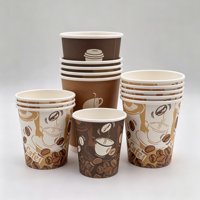 Vente en gros de gobelets en papier kraft pour boissons chaudes et froides, 8 oz, 10 oz, 12 oz, 16 oz, 20 oz, gobelets jetables pour café et thé avec couvercles