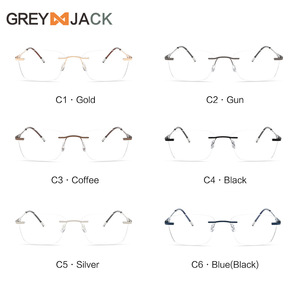 Lunettes optiques pour hommes Grey Jack sans monture, monture en métal rétro, verres en PC, taille moyenne, lunettes non correctrices - Product Image 4