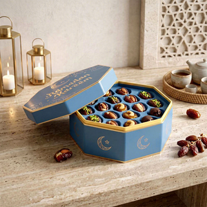 Boîte Cadeau en Chocolat Octogonale Ramadan Kareem avec Couvercle, Design en Feuille d'Or, Emballage Rigide Haut de Gamme - Product Image 4