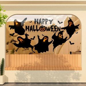 ハロウィンホームデコレーションセットブラックスカルバット死神PVCドアステッカーガラス窓用シーンデコレーションモールホーム用 - Product Image 2