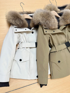 Upscale <strong>Women's</strong> Goose Fur Parka Short Winter Sports <strong>Coat</strong> with Windproof Stand Collar <strong>Waist</strong> Design Hooded Down Jacket - Product Image 2