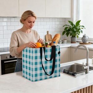 Bolsa de Compras Reutilizable Personalizada con Estampado Hawaiano de Palaka Azul, de Lona, Gran Capacidad, Plegable, con Doble Asa - Product Image 5