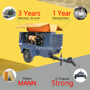 電動エアコンプレッサーポータブルスクリューモバイルマイニングAPCOM 18bar 425CFM 150hp 110kwポータブルスクリューエアコンプレッサー - Product Image 4