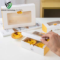 Boîte à tartelettes esthétique VEIKUN avec fenêtre, logo personnalisé, en carton blanc rectangulaire, emballage alimentaire biodégradable pour pâtisserie, gâteaux et petits gâteaux