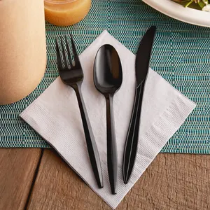 Secara individu dibungkus kelas berat pisau makanan buah sendok garpu peralatan pla Pak peralatan biodegradable alat makan dengan serbet