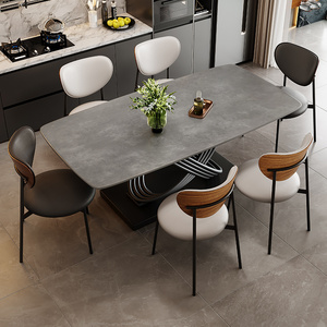 Table à manger rectangulaire en marbre <span class=keywords><strong>de</strong></span> style moderne et luxueux avec un ensemble <span class=keywords><strong>de</strong></span> chaises 4 à <span class=keywords><strong>6</strong></span> places, meubles en métal <span class=keywords><strong>noir</strong></span>, designs uniques 2025 - Product Image 4