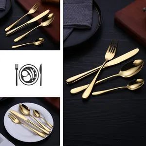 مطعم الملكي السكاكين الفولاذ المقاوم للصدأ ملعقة شوكة سكين الذهبي 4 قطعة أطقم أدوات المائدة