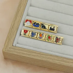 بسعر الجملة تخصيص لطيف القط الكلب 9 من الفولاذ المقاوم للصدأ سوار سحر صنع إكسسوارات نسائية - Product Image 3