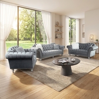 Chainiti Furniture Nouveau Design Velours De Luxe Or En Acier Inoxydable Canapé Bouton Tufté Ensemble De Canapé Rembourré