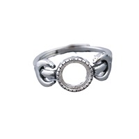 Europäischer Retro-Ring mit Antik-Silber-Kupfer-Beschichtung, Offener Ring mit Eingelegtem Bernstein, DIY-Ringrohling Großhandel