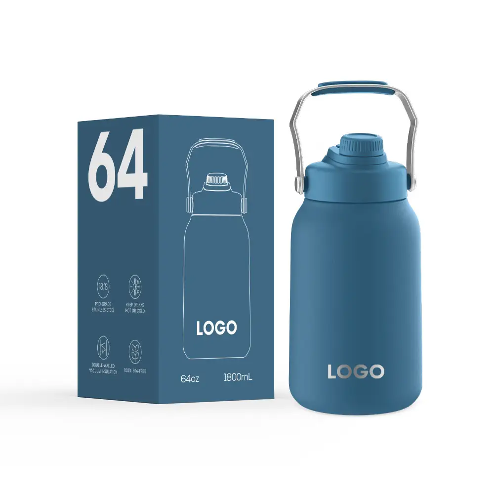 Groothandel Roestvrij Staal 64Oz 128Oz Grote Capaciteit Familie Waterkan Geïsoleerde Waterfles