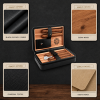 Coffret Humidor de Voyage de Luxe en Cuir et Cèdre Espagnol pour Cigares, avec Briquet, Coupe-Cigares en V et Support, Anti-Humidité, Grande Capacité